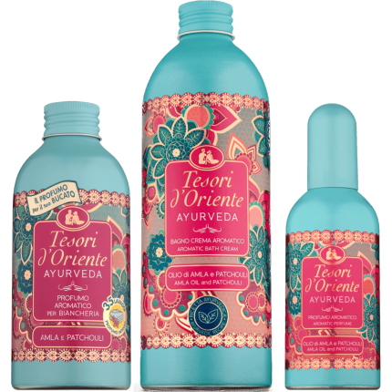 Sada Tesori d'Oriente Ayurveda - toaletná voda, pena do kúpeľa, parfum do prania